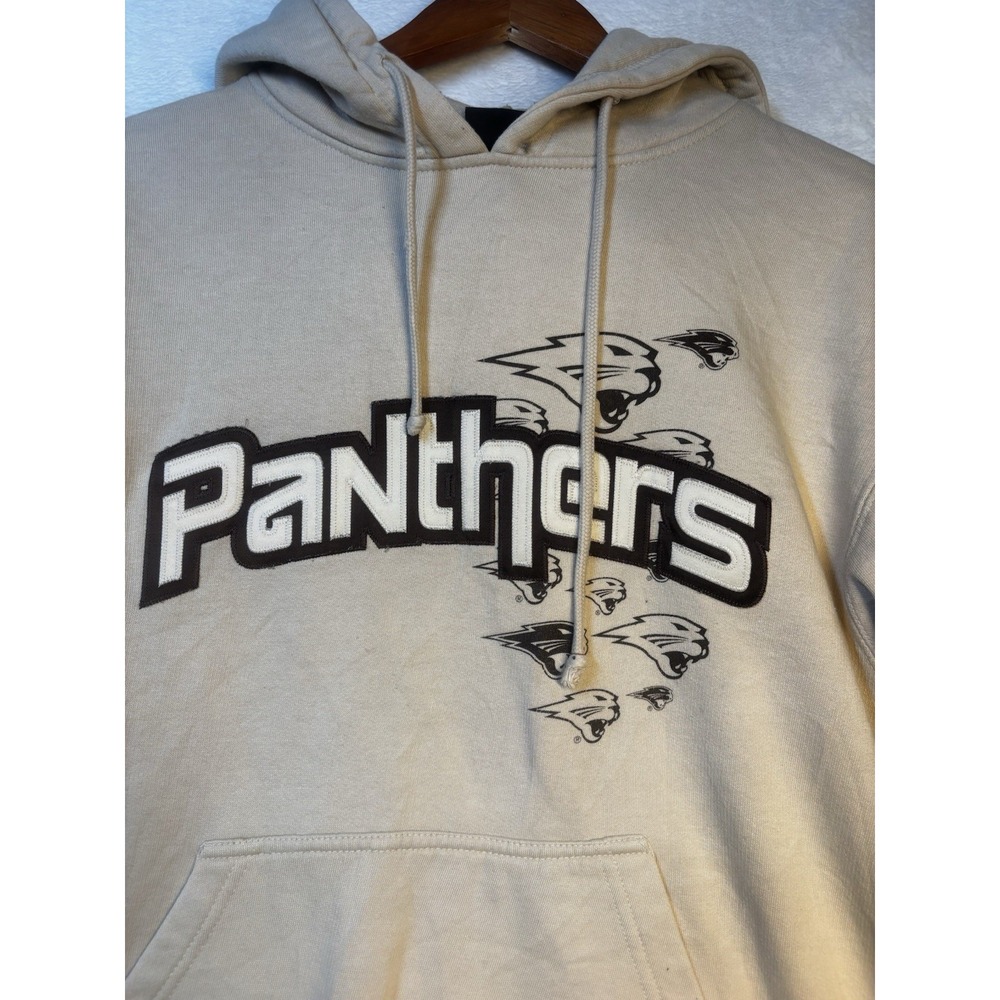 Vintage Panthers Medium Hoodie Sweatshirt Flawed Men's Beige Brown Logo